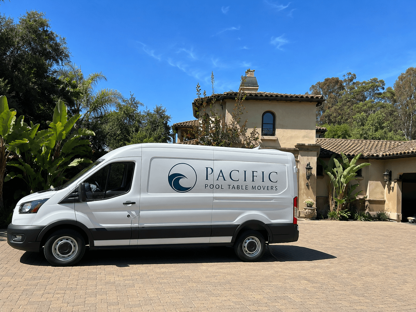 Pacific Pool Table Movers specialized service vehicle in Rancho Santa Fe, San Diego County